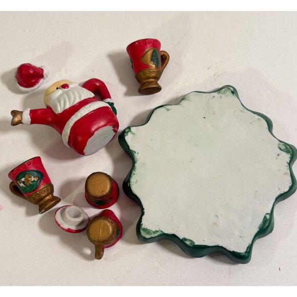 Vintage Miniature Santa Claus Christmas Tea Set Holiday Decor - Picture 8 of 8